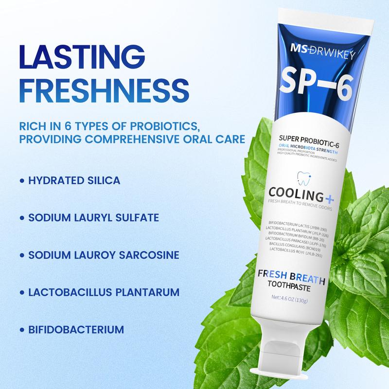 MSDRWIKEY SP-6 Toothpaste Set | Probiotic Formula for Enamel Repair & Long-Lasting Fresh Breath | Complete Oral Care Combo