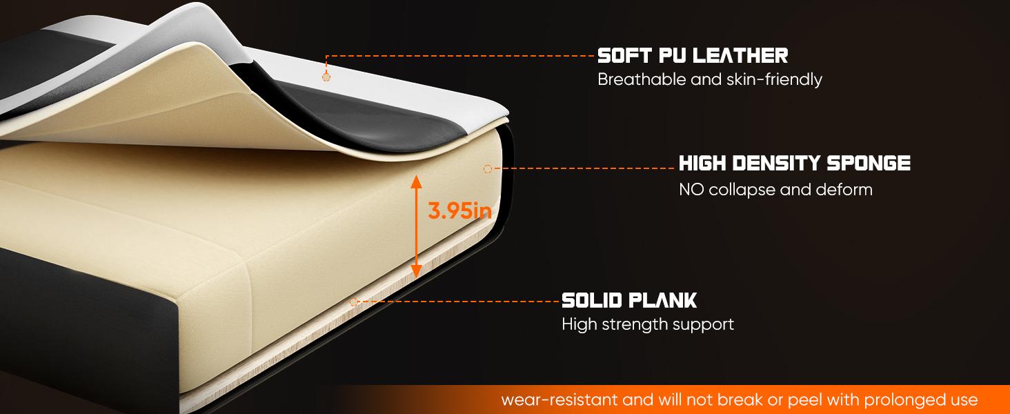 Gaming Chair Desk Chair - with Footrest and Lumbar Support, PU Leather Recliner with Headrest, Fixed Up Armrest, Height Adjustable with 360° Swivel