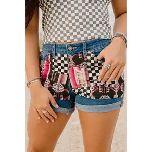 Patched Up Shorts - Checked in Pink