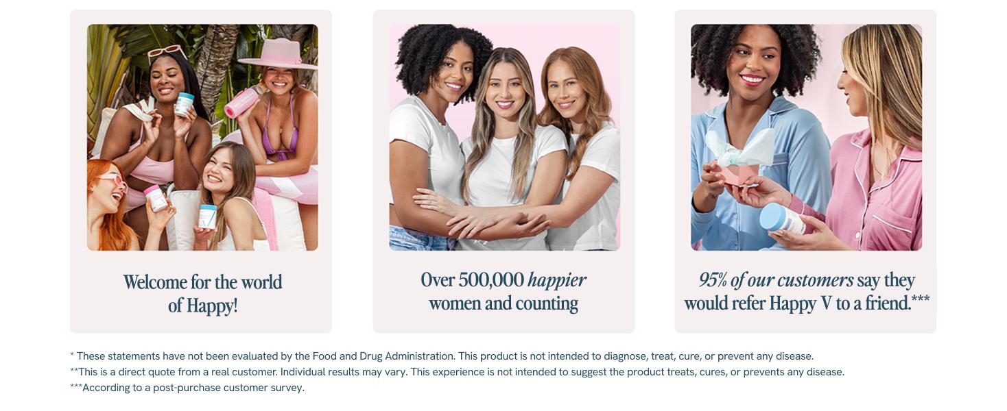 Happy V Vaginal Prebiotic + Probiotic for Women – Clinically Proven pH Balance & BV Treatment, Natural Yeast Infection Support, 60 Vegan Capsules Dietary Gut Health Supplement