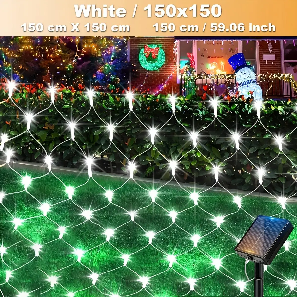 1 outdoor solar light: net light, Fairy Net Light, 8 modes; suitable for Christmas trees, fences, backyards, shrubs, gazebos, lawns, fences, walls, landscaping, tents, and umbrellas; party and wedding decorations; IP65; party lights.