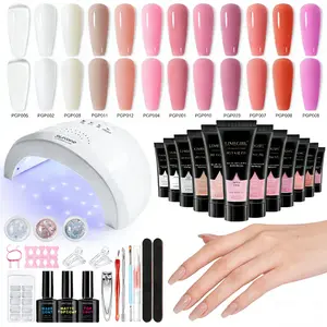 Professional Poly Nail Gel Extension Kit with 48W UV Lamp, 100Pcs Nail Extension Tips, Nail Strengthener Builder Gel, Soak-Off UV Gel, Complete Salon Manicure Set, Easy to Use for Beginners, Ideal Gift for Women & Manicure Enthusiasts