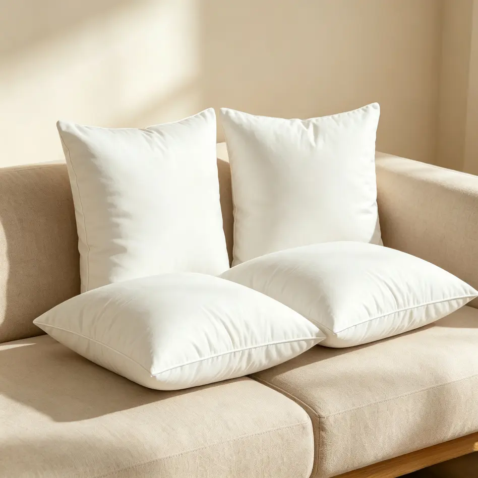 4 Pack Cornered Square Pillow Inserts - Soft Texture, Fluffy, Skin-Friendly, Hypoallergenic, Wash-Free Cushion Fillers for Couch, Bed, Supportive Sitting, Home Décor (2 Sizes Available, Larger Option Included)