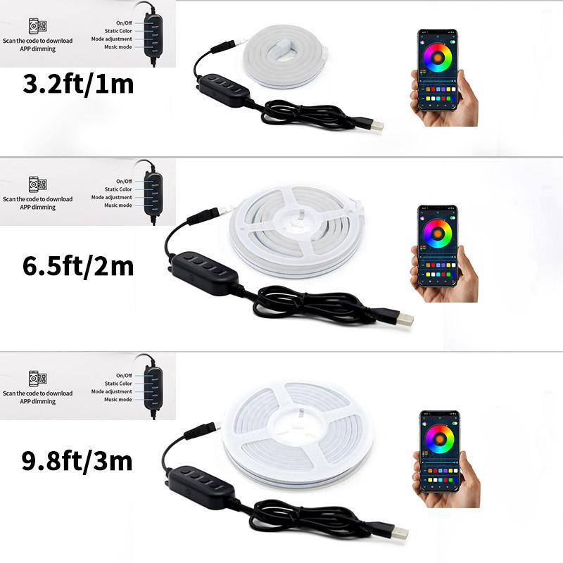 USB-Powered RGB Color-Changing LED Strip Light with App Control, Ambient Backlight for TV, Computer, Bedroom & Living Room, Decorative Neon Accent Light, Smart LED Lighting, Great Christmas Gift