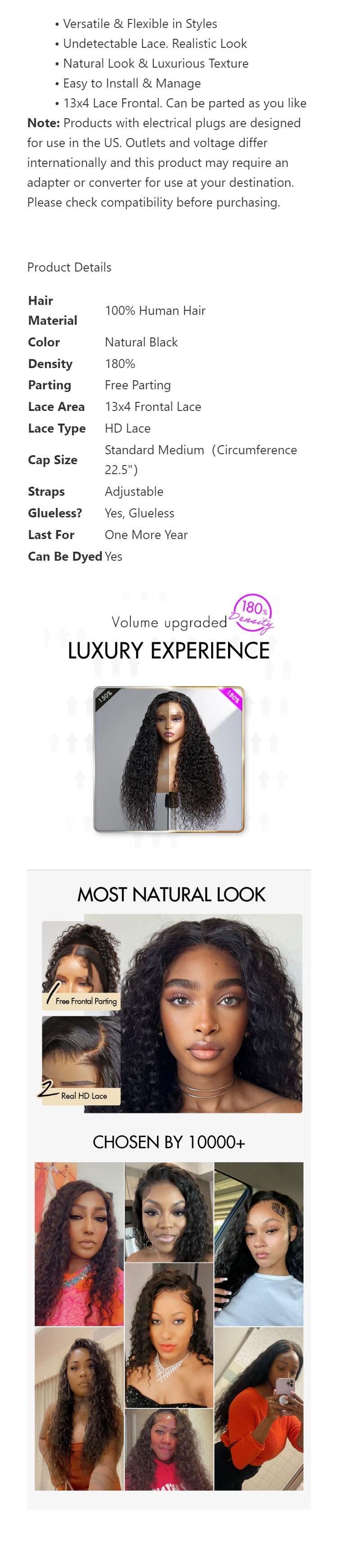 Luvme TikTok Shop | Luvme Hair 180% Density | Water Wave 13x4 Frontal HD Lace Glueless Free Part Long Wig