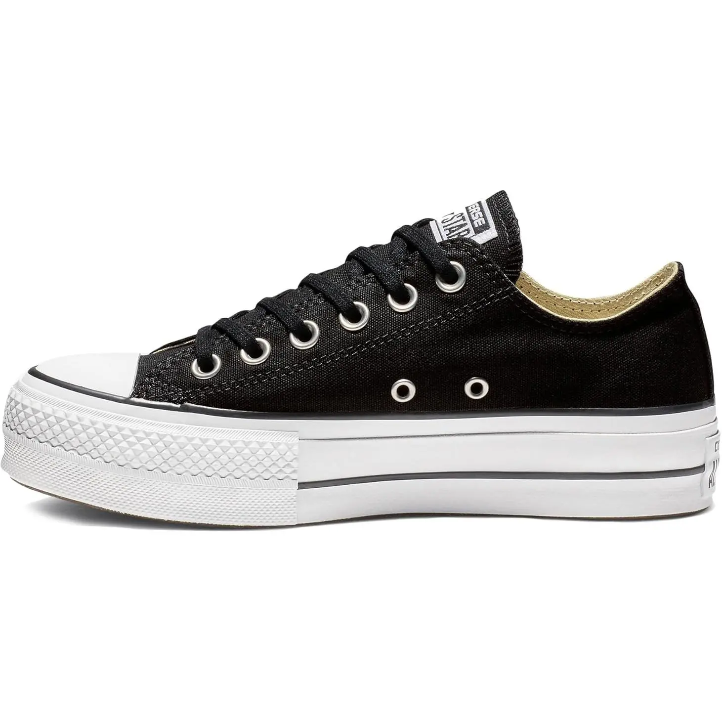 Women's Converse Chuck Taylor All Star Lift Elevated Platform Shoes - Black, Sporty Chic Classic, EVA Cushioning Sports Footwear Sneaker, Style 560250C (License Plate Included)