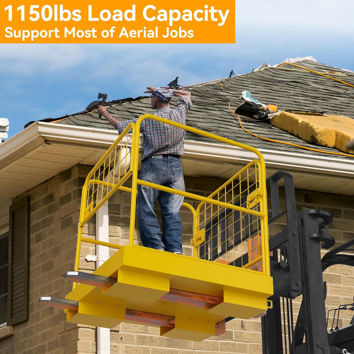 YITAMOTOR Forklift Safety Cage 36"x36", 1150LBS Capacity, Heavy Duty Steel Basket with 3 Chains for Work Platform, Perfect for Aerial Work YITAMOTOR Forklift Safety Cage 36"x36", 1150LBS Capacity, Heavy Duty Steel Basket with 3 Chains for Work Platform, Perfect for Aerial Work