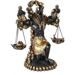 Ancient Egyptian God Anubis of Underworld by Ankh Altar Guardian of Scales The Heart Against Ostrich Feather Figurine Statue Pacific Giftware