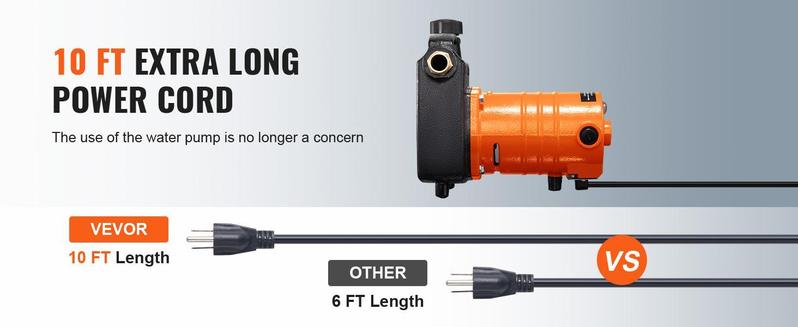 VEVOR Cast Iron Water Transfer Pump, 115V AC 1600 GPH 1/2HP, Portable Electric Utility Pump with Carbon Brush, Filter, Brass Connectors, for Garden, Rain Barrel, Pool, Pond, Hot Tub, Aquarium Draining VEVOR Cast Iron Water Transfer Pump, 115V AC 1600 GPH 1/2HP, Portable Electric Utility Pump with Carbon Brush, Filter, Brass Connectors, for Garden, Rain Barrel, Pool, Pond, Hot Tub, Aquarium Draining