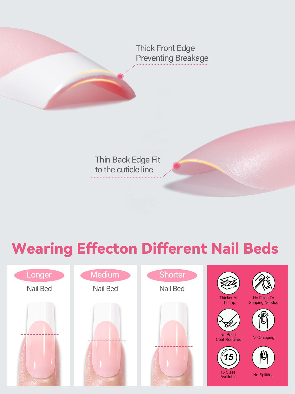 AILLSA French Nail Kit with Chrome Powder, 5 Different Base Colors, 30g Solid Nail Glue Medium Square Nail Tips Natural Fit Press On Nails DIY Fall Nail Care 2025 Birthday Gift for Women