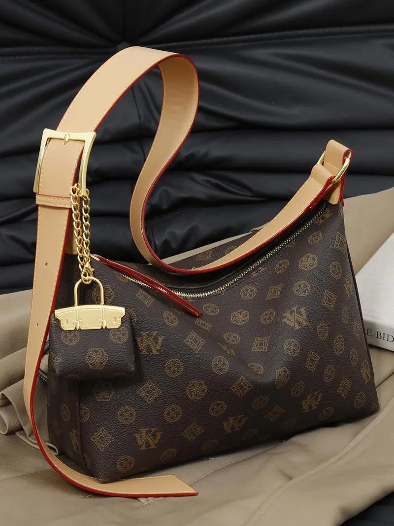 Vintage Print Women’s Shoulder Bag, Large-Capacity Work Bag, Premium PU Crossbody Bag for Commuting, Unique Fashion Design, Perfect as a Valentine’s Day Gift and a Gift for Her
