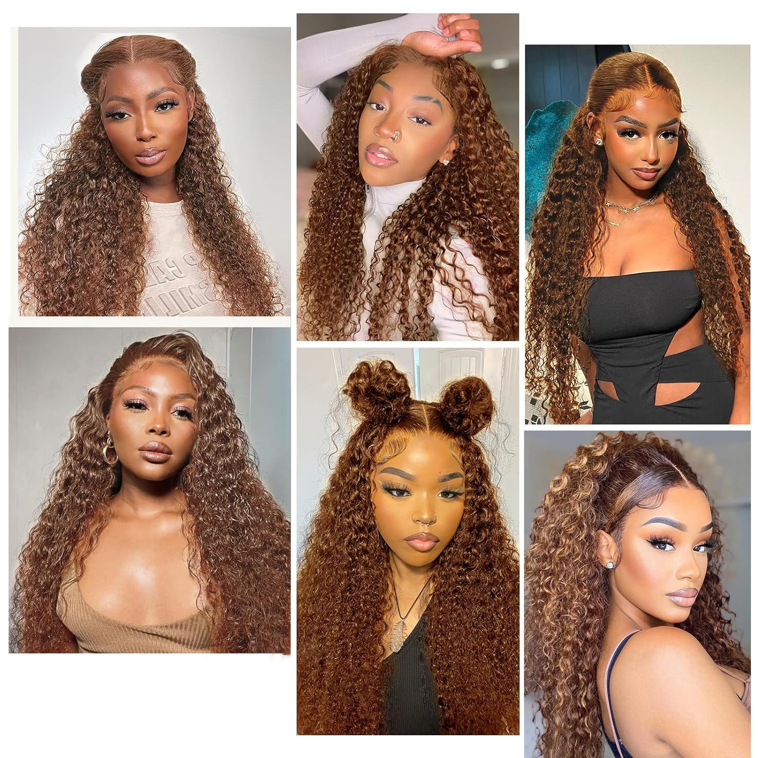 Tahikie Chocolate Color 13x6 HD Lace Front Wig Curly Real  Hair Wigs P4/27 Colored  Deep Wave Frontal Wigs For Black Women