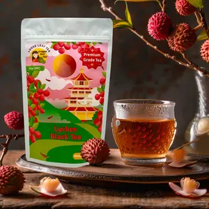 Lychee Black Tea Organic Loose Leaf High Quality Roasted Infused with Real Lychee Rich in Antioxidants 30 Cups per Pouch - Beverage