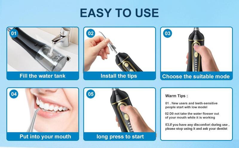 Smil Eglade Water Dental Flosser Cordless, 320ML Rechargeable Oral Irrigator for Teeth Cleaning, Portable & IPX7 Waterproof Teeth Cleaner Pick for Braces Home Travel