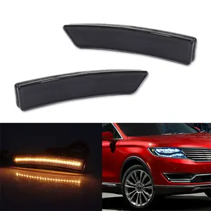 2PCS Smoked Lens Amber LED Front Side Marker Lights Kit For Lincoln Nautilus MKX 2016 2017 2018 2019 2020 2021 2022 Replace OEM FA1Z-13A565-D, FA1Z-13A565-C