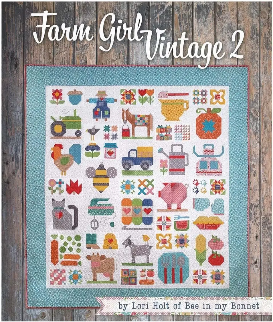 It's Sew Emma ISE931 Farm Girl Vintage Book 2 Softcover Sewing Pattern Book - 45 Farm Girl Block Patterns, Mix-and-Match Designs, Pin Cushion, Pillow, Scrap-Use Projects, Quilting Guide, Includes Instructions, 1.0in L x 9.25in W x 11.0in H, 1.68lb
