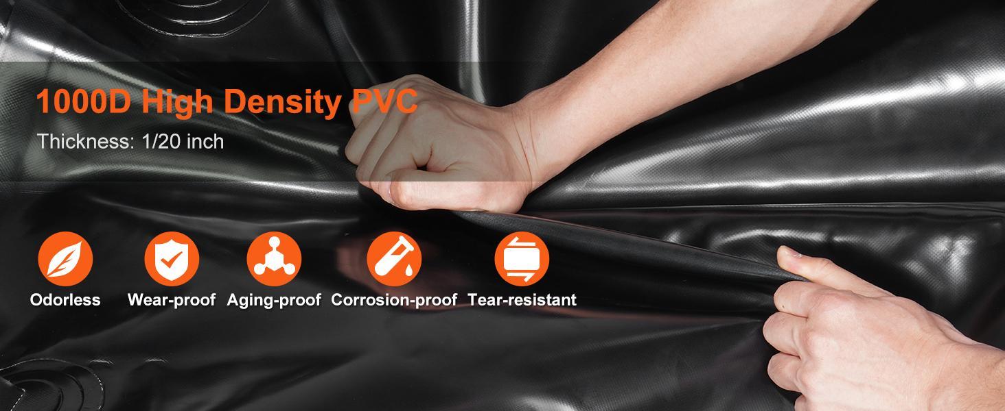 VEVOR Water Tank Bladder, TikTokShopBlackFriday, Max. 143 Gallon Large Capacity, PVC Collapsible Water Bladder Including Spigots and Overflow Kit, Portable Water Storage Bladder for Garden Water Catcher