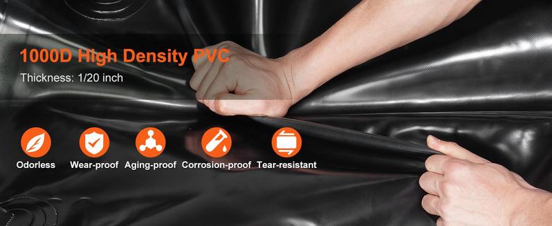 VEVOR Water Tank Bladder, TikTokShopBlackFriday, Max. 143 Gallon Large Capacity, PVC Collapsible Water Bladder Including Spigots and Overflow Kit, Portable Water Storage Bladder for Garden Water Catcher