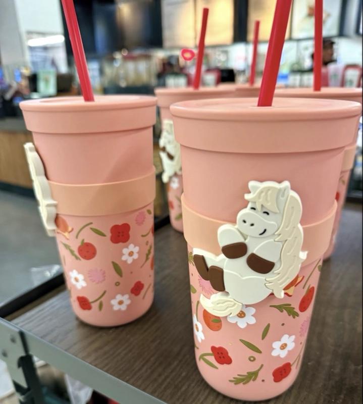 Starbucks 2026 Lunar New Year Year of the Horse Pink Cold Cup Tumbler with Floral Design and Straw Bottle Starbucks 2026 Lunar New Year Year of the Horse Pink Cold Cup Tumbler with Floral Design and Straw Bottle