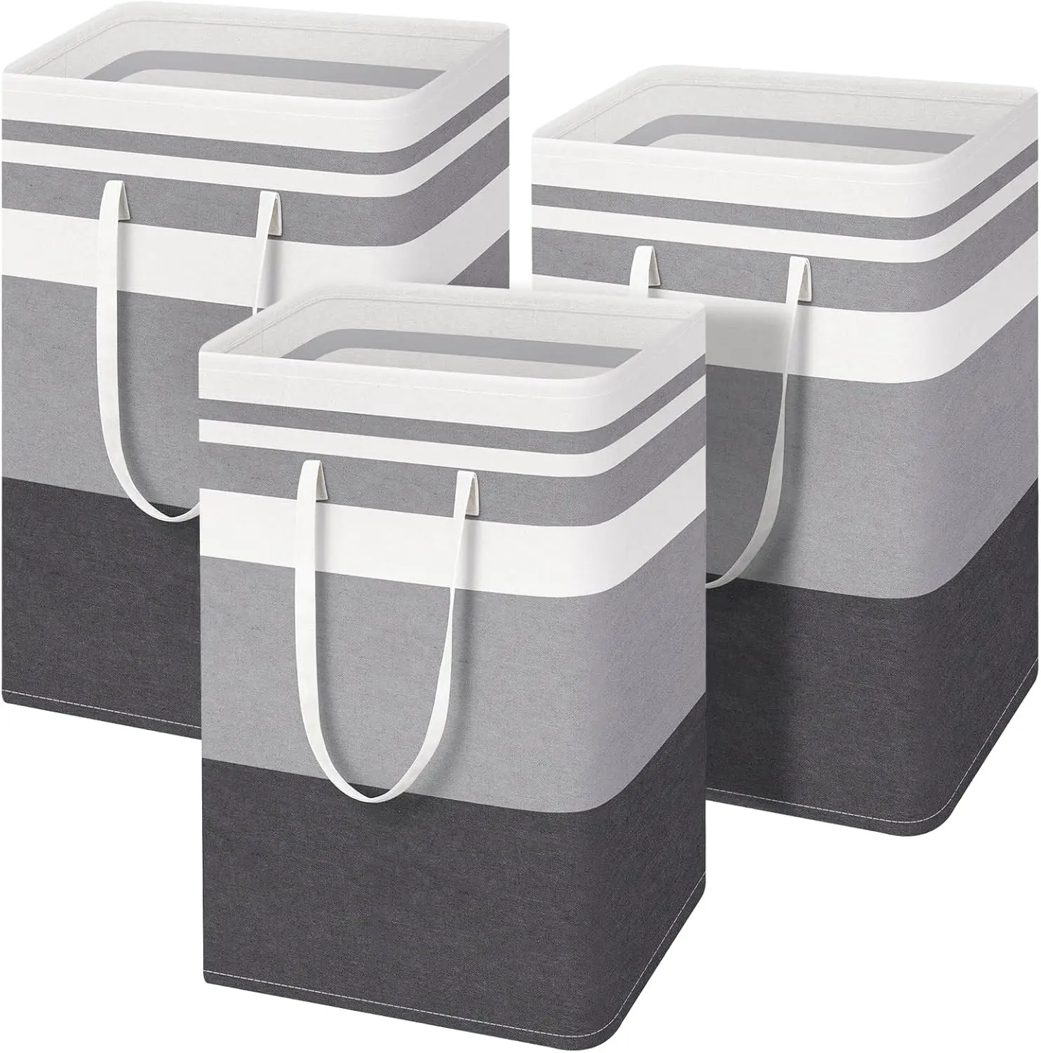 1Pack/2Pack/3Pack Large Laundry Basket, 75L Freestanding Waterproof Laundry Basket, Collapsible Storage Box with Easy Carry Handle, Suitable for Home and Dormitory Clothes, Towels and Toys Gradient Gray