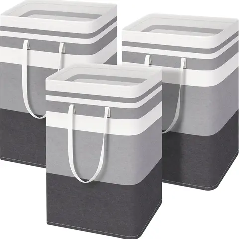 1Pack/2Pack/3Pack Large Laundry Basket, 75L Freestanding Waterproof Laundry Basket, Collapsible Storage Box with Easy Carry Handle, Suitable for Home and Dormitory Clothes, Towels and Toys Gradient Gray