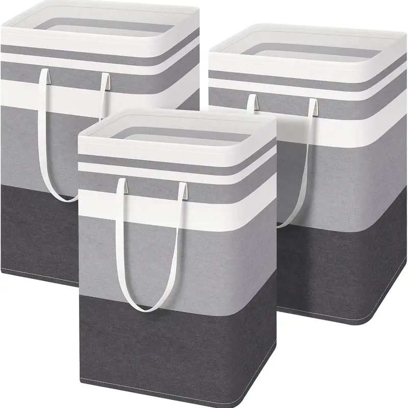 1Pack/2Pack/3Pack Large Laundry Basket, 75L Freestanding Waterproof Laundry Basket, Collapsible Storage Box with Easy Carry Handle, Suitable for Home and Dormitory Clothes, Towels and Toys Gradient Gray