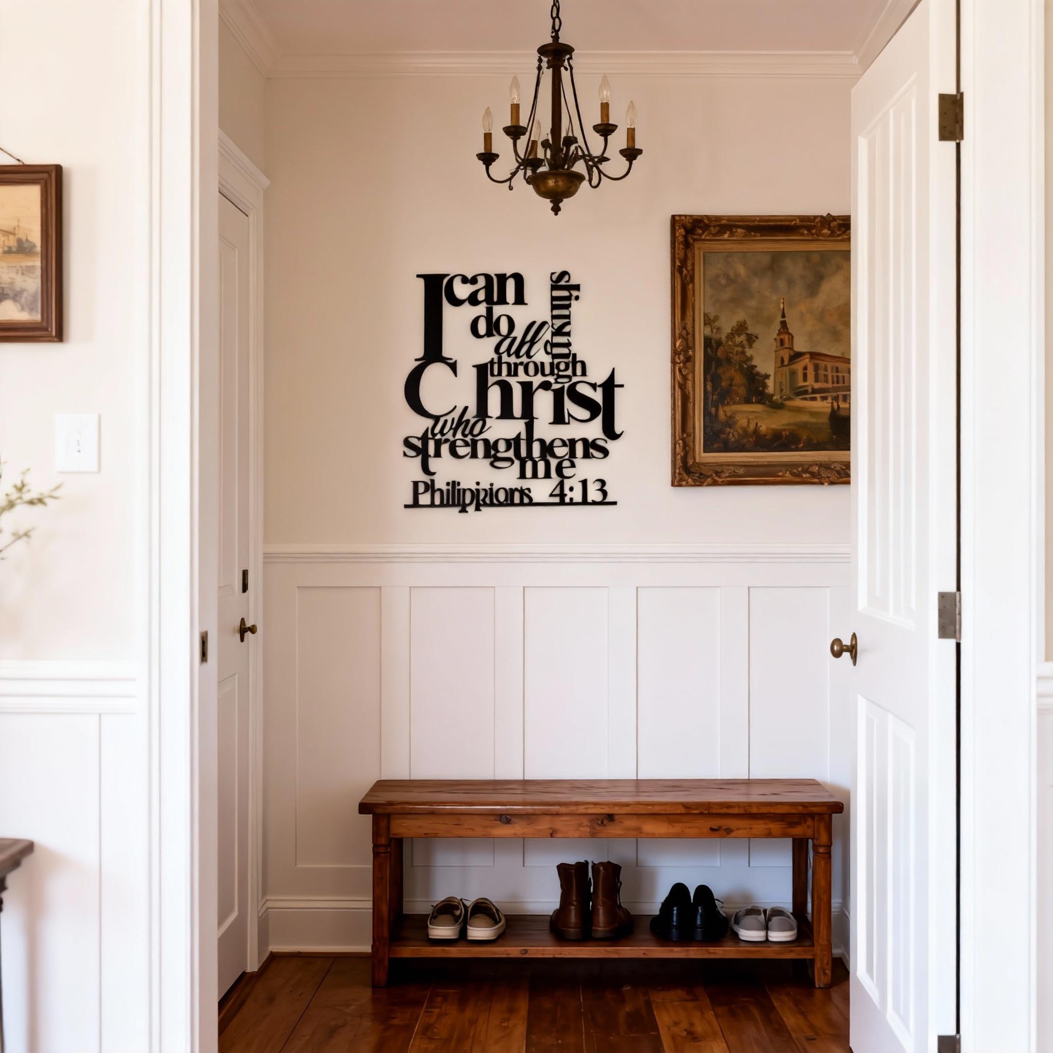 Inspirational Metal Wall Art, 1 Count Christian Bible Verse Wall Decor, Wall Hanging Decor for Home Living