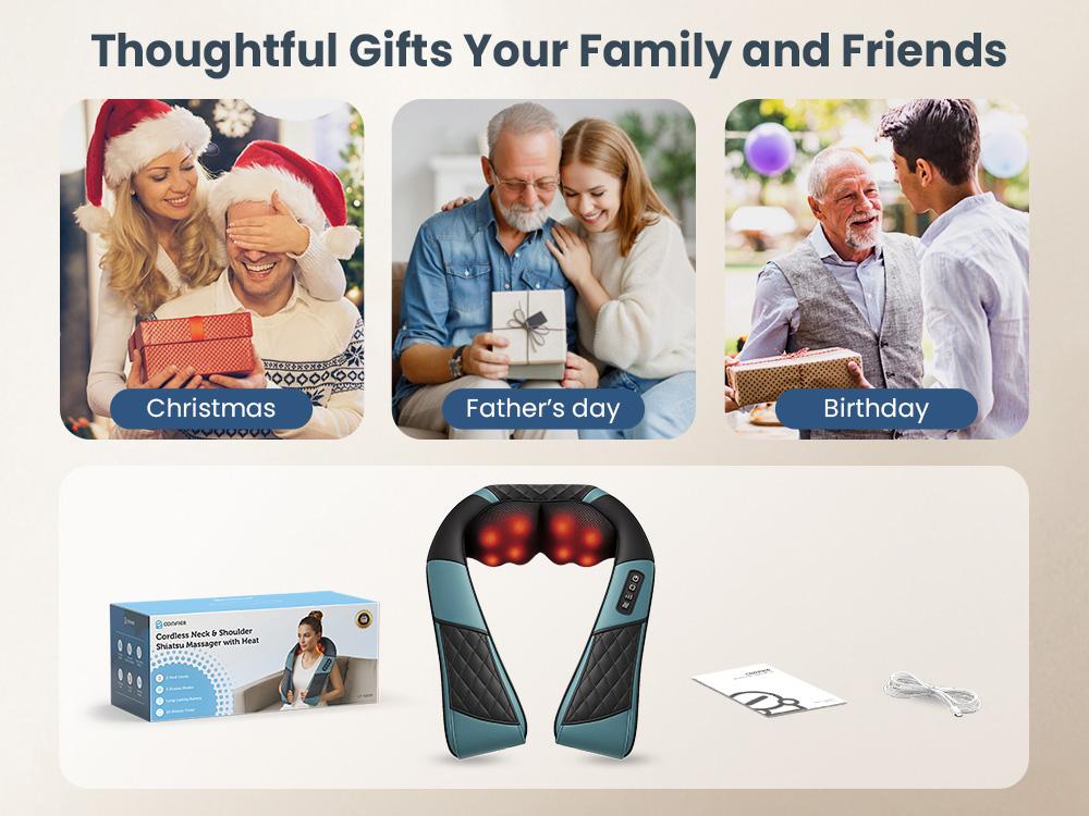 Comfier Cordless 4D Neck & Shoulder Massager with Heat, Wireless Deep Tissue Back Massager for Pain Relief, Hands-Free Massage Pillow Shiatsu, Gift for Women Men Mom Dad Therapy Adjustable Durable Handy Plug Storage Cf-6302U Comfier Cordless 4D Neck & Shoulder Massager with Heat, Wireless Deep Tissue Back Massager for Pain Relief, Hands-Free Massage Pillow Shiatsu, Gift for Women Men Mom Dad Therapy Adjustable Durable Handy Plug Storage Cf-6302U