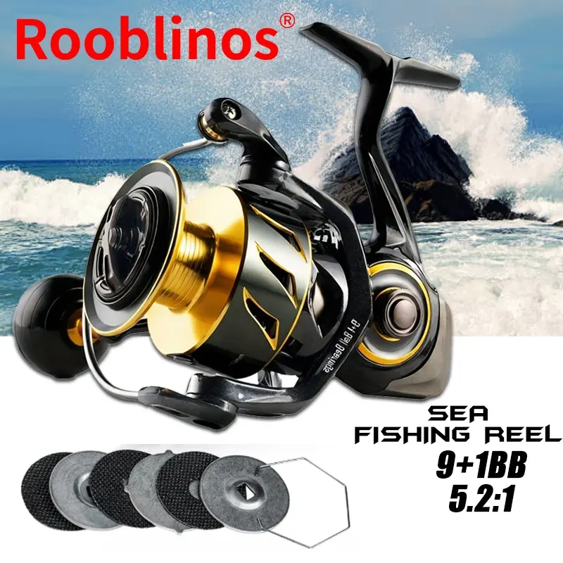 Rooblinos SW Saltwater Spinning Fishing Reel, Fishing Tackle, Fishing Equipment, Full Metal Construction, Stella-Inspired Replica, IPX8 Anti-Corrosion Sealed Bearings, 30LB Max Drag & 5.2:1 Gear Ratio, Offshore Jigging Trolling for Tuna/GT/Big Game Fish