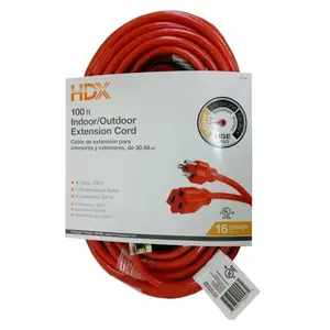 Orange 100 ft. 16/3 Light Duty Indoor/Outdoor Extension Cord, Standard Color
