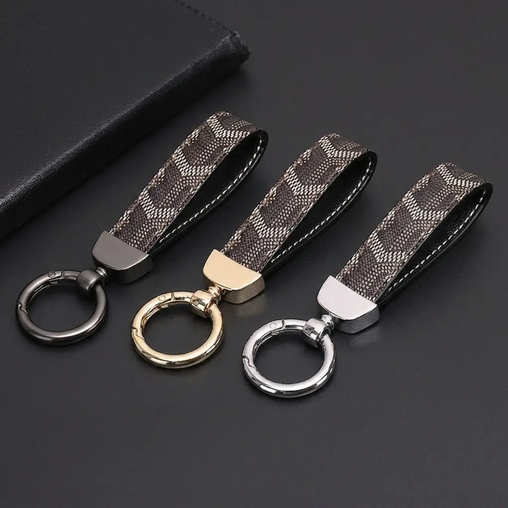 Luxury Fabric Wristlet Keychain with PU Leather and Snap Closure - Wrist Strap Keychain for Car Keys, Luggage & Bag Accessory Charm