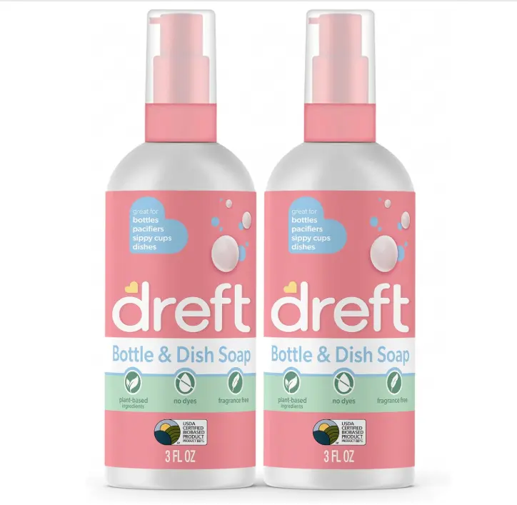 Bottle and Dish Soap | Made to Clean Baby Bottles, Sippy Cups, Pacifiers, Breast Pumps, & More | Gently Removes Milk Film & Odors | Plant Based, Fragrance Free Dish Soap | 3 Fl Oz (Pack of 2)