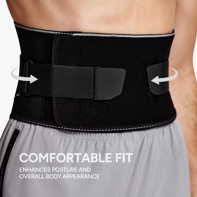 Nebility Men’s Adjustable Dual Velcro Lumbar Support Belt, V-Shaped Back Brace for Strong Support and Improve Posture, Breathable & Comfortable for Sports and Daily Use
