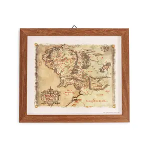 The Lord Of The Rings Middle-Earth Map Framed Canvas Wall Art | 14 x 12 Inches