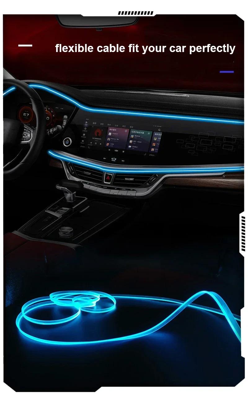 Car Interior Ambient LED Light Strip 3 Meter - Invisible USB Fiber Optic Atmosphere Lamp with APP Control