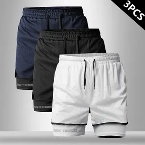 Men’s casual athletic shorts featuring an elastic waistband and a breathable mesh fabric, paired with a stylish reflective letter print design, suitable for summer running, soccer, and outdoor activities. SpringStatements Men's run,summervibes