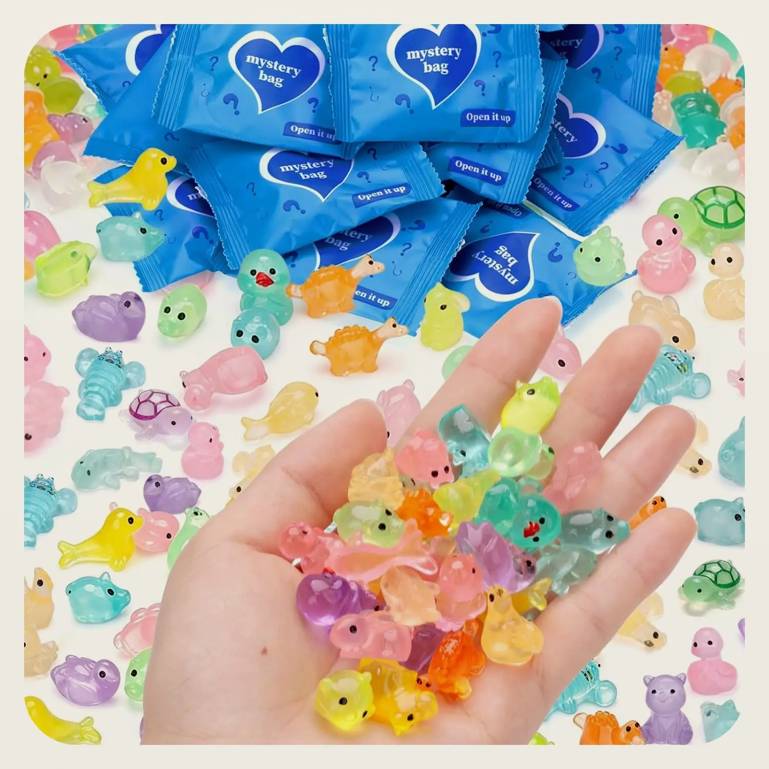 Mini Glow-in-the-Dark Waterproof Resin Collectible Figurine Blind Bag - Resin Ornament Set, Collectible Figure Decor, Mini Gifts, Whimsy Desktop Home Decoration, Birthday Party Supply