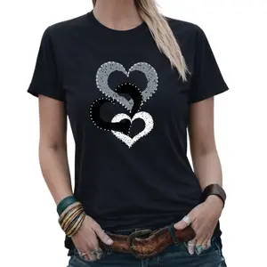 Versatile Women’s Heart Print Tee 2026 – Machine-Washable, Perfect for Casual & Dates