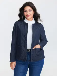 【Transitional Jacket 】Bloomchic Quilted Contrast Edge Denim Jacket 2026 Spring Break Gift For Easter's Day Mother's Day Outerwear Fit