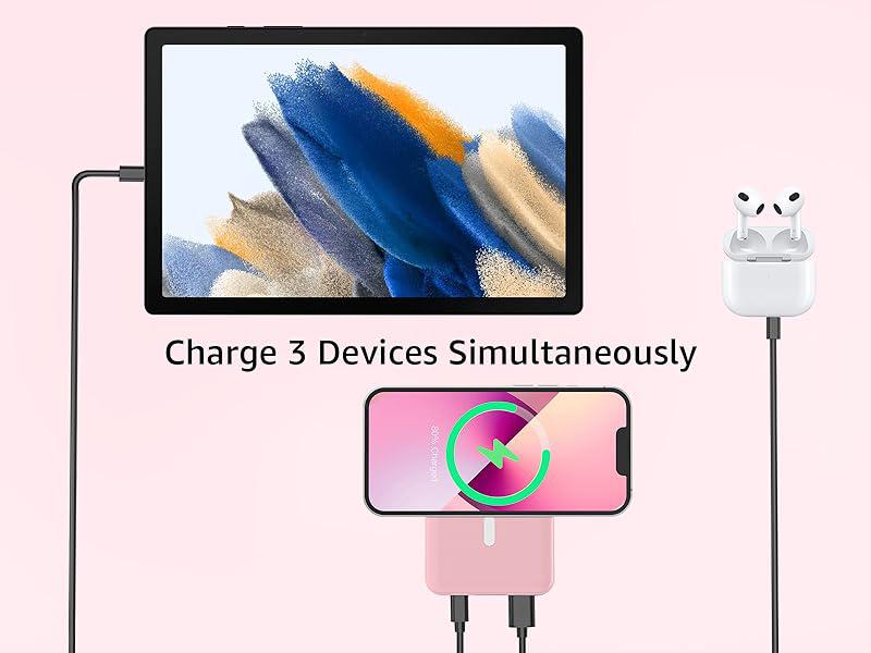 Podoru Magnetic Power Bank, 10000mAh for MagSafe Portable Battery Pack Fast Wireless Mobile Charger and USB-C Cable, for iPhone 17/16/15/14/13/12 Series