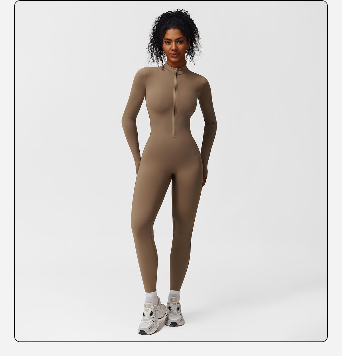 Women's Solid Zip-Up Skiing Jumpsuit by MFVIM - Casual Sporty Long-Sleeve Jumpsuit for Skiing and Cycling, Ladies' Activewear for Fall and Winter Workout Gym Clothing SpringStatements