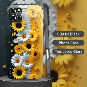 Cottagecore Sunflower Phone Case Aesthetic Yellow Daisy & Floral Black Cover for iPhone 11 Pro Max  --975