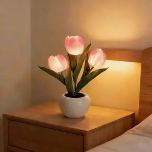 Tulip Lamp Lights Artificial Flower Light Table Lamp Desk Lamp Led Tulip Night Light with Vase for Women's Gift Home Living Room Desktop Decor Home Decor