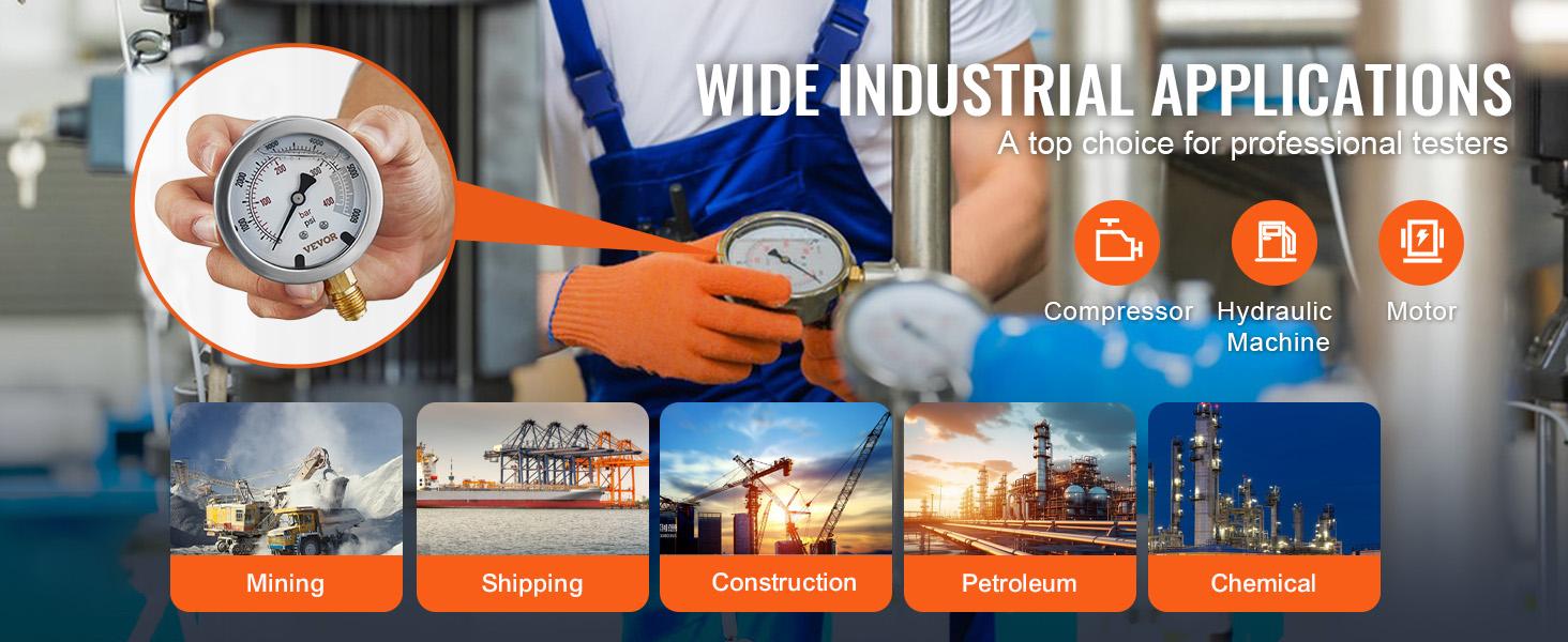 VEVOR Hydraulic Pressure Test Kit, 10/100/250/400/600bar, 5 Gauges 13 Couplings 14 Tee Connectors 5 Test Hoses, Excavator Hydraulic Test Gauge Set with Carrying Case for Excavator Tractors Machinery