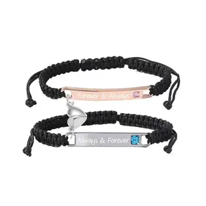 Adjustable Couple Bracelet Set, Heart Rate Bracelet, Fashion Bracelet for Couples, Daily Clothing Decor, Trendy All-match & Exquisite Jewelry for Birthday Love Gift, Heart Charm Bracelet