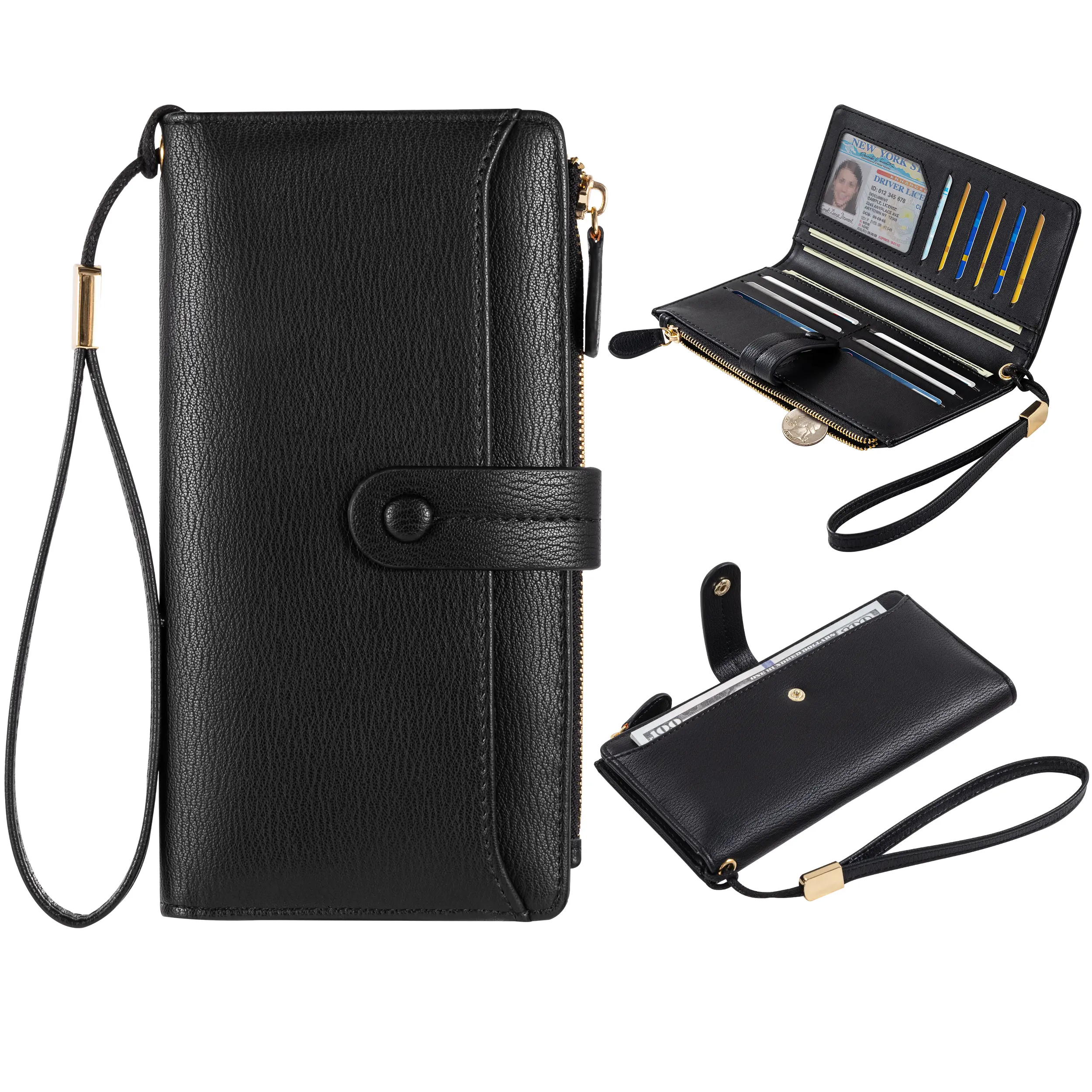 VTLASK Women's Minimalist Long Wallet - RFID Blocking Slim Wristlet Clutch, 12+ Card Slots, Phone Pocket [Viral Find]