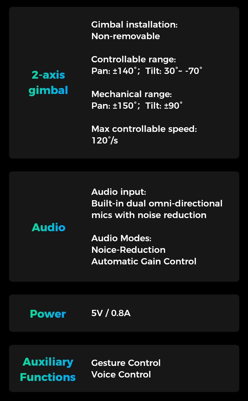 【Hot!!!】OBSBOT Tiny 2 Webcam 4K Voice Control PTZ, AI Tracking Multi-mode & Auto Focus, Web Camera with 1/1.5" Sensor, Gesture Control, 60 FPS, HDR Light Correction, Webcam for PC, Streaming, Conference wyze wirelesscamera videogames