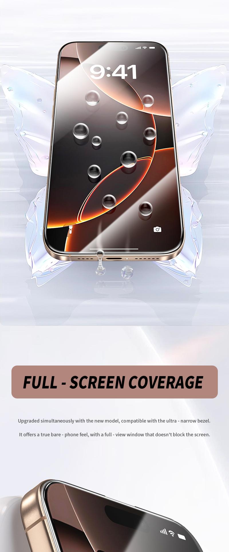 Premium Upgraded Privacy Screen Protector Dustproof Bubble-Free Design Ultra-Clear 2 Pack for iPhone Anti-Spy Fingerprint-Proof Tempered Glass Full Protection