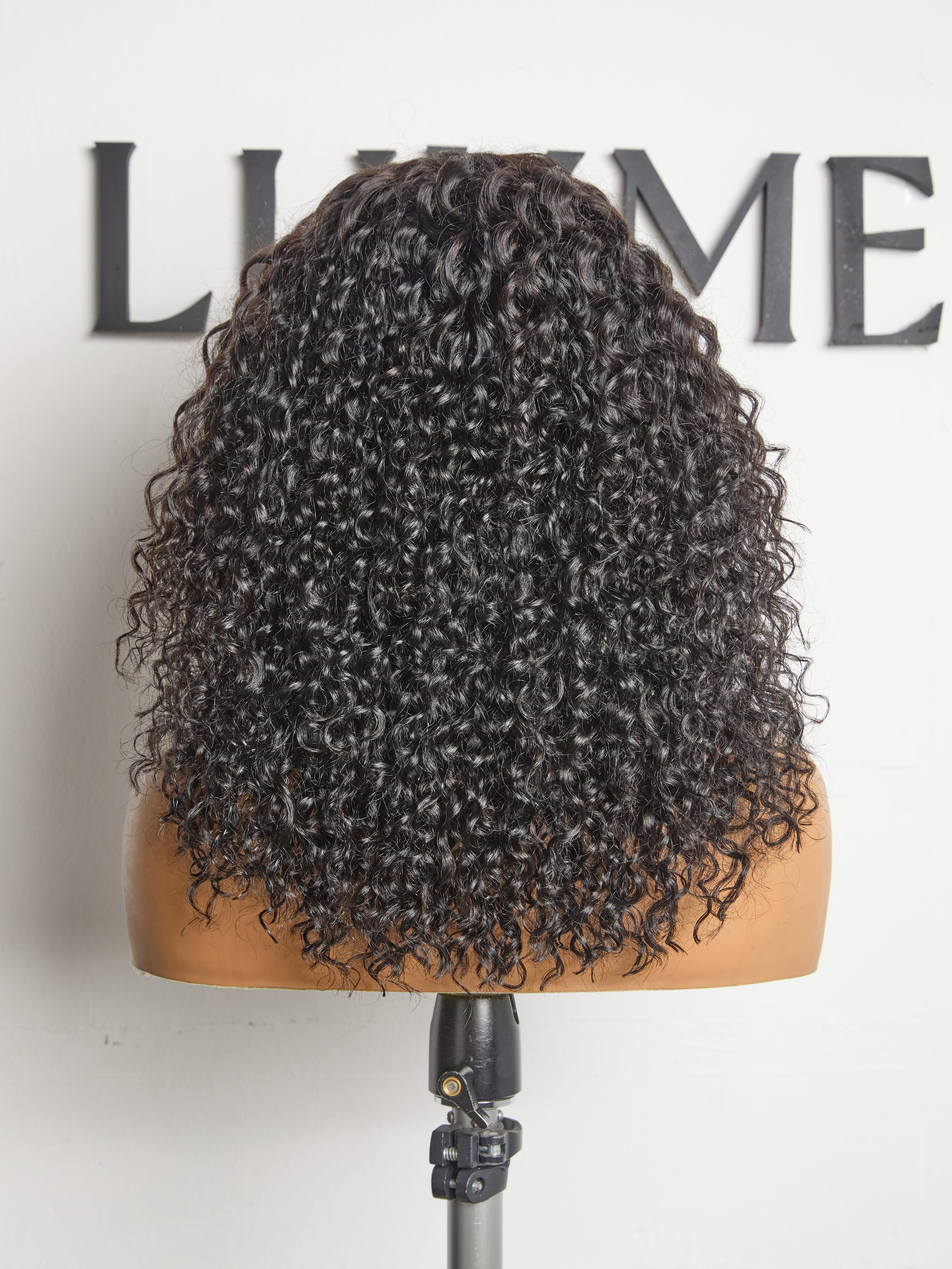 Luvme Hair 100% Human Hair 5x5 Closure Lace Glueless Wig Put On and Go Fluffy Kinky Curl 220% Density Pre-bleached Pre-pluck Pre-cut