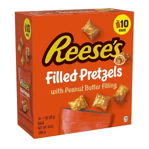 Filled Pretzels, Peanut Butter Pretzel Nuggets, Crunchy, Ready to Eat, Sweet and Salty Snack, 1 oz Bags (10 Count)